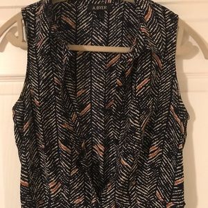 Navy Sleeveless Silk Dress